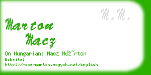 marton macz business card